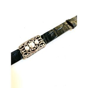 Black Leather Ornate Sterling Silver Vintage Bracelet #classic bracelet #vintage